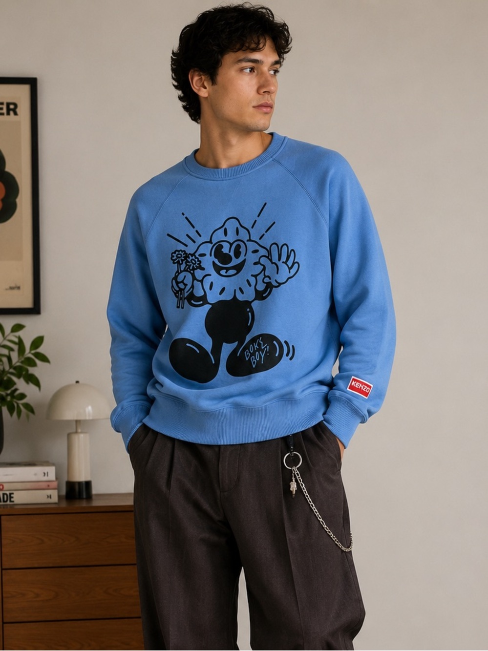 KENZO Boke Boy Graphic Sweatshirt Blue Nigo Era Cotton Medium